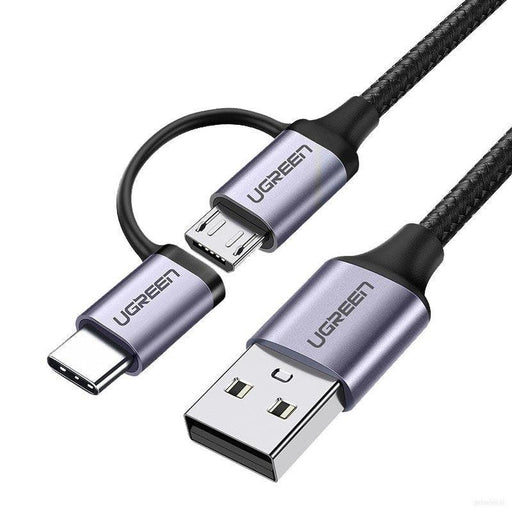 Ugreen USB-A na Micro USB + USB-C kabel pleten 1m-PRIROCEN.SI
