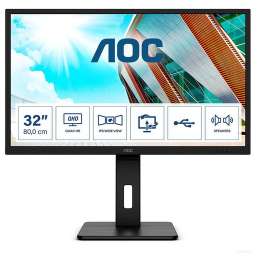 AOC Q32P2CA 31,5" IPS QHD monitor z USB-C "docking" postajo za prenosnik in 65W PowerDelivery-PRIROCEN.SI
