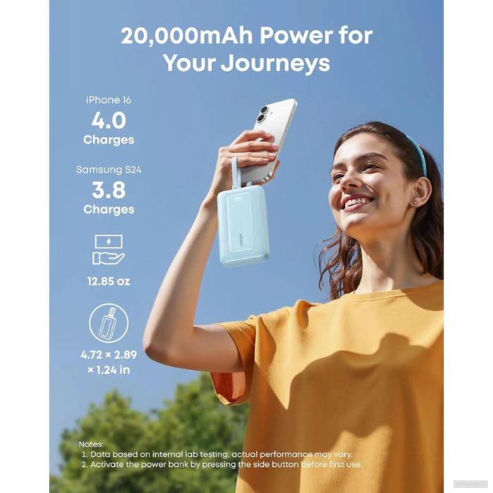 Anker Zolo Powerbank 20000 mAh, 45W z vgrajenima kabloma USB-C, črn-PRIROCEN.SI