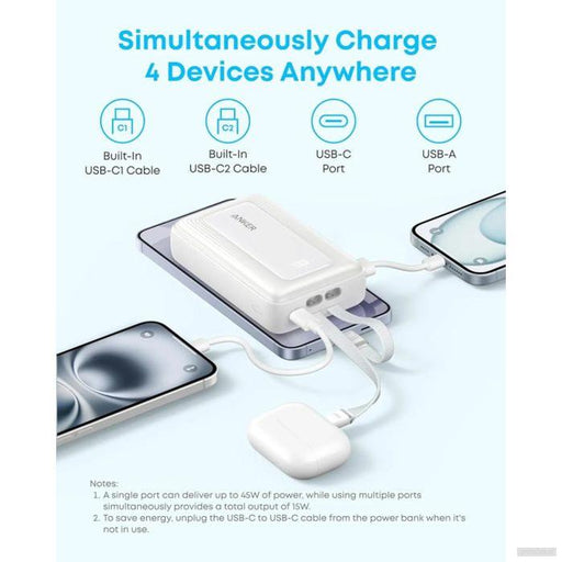 Anker Zolo Powerbank 20000 mAh, 45W z vgrajenima kabloma USB-C, črn-PRIROCEN.SI