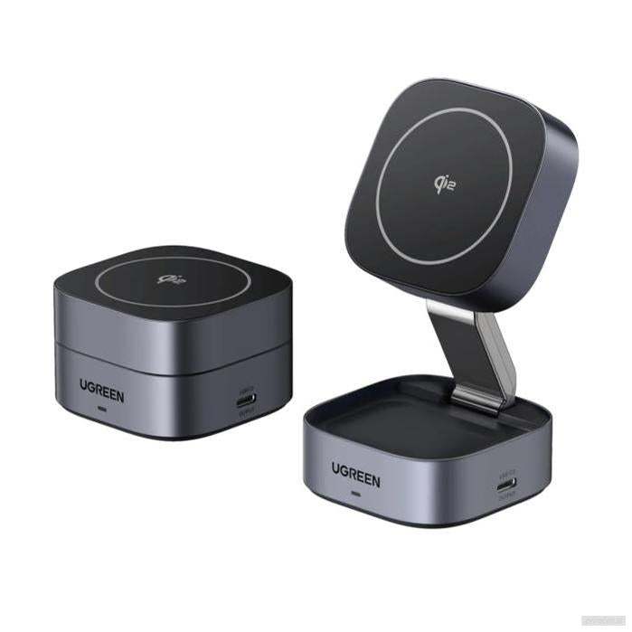 Ugreen 2-in-1 magnetni brezžični polnilnik Qi2 15W-PRIROCEN.SI