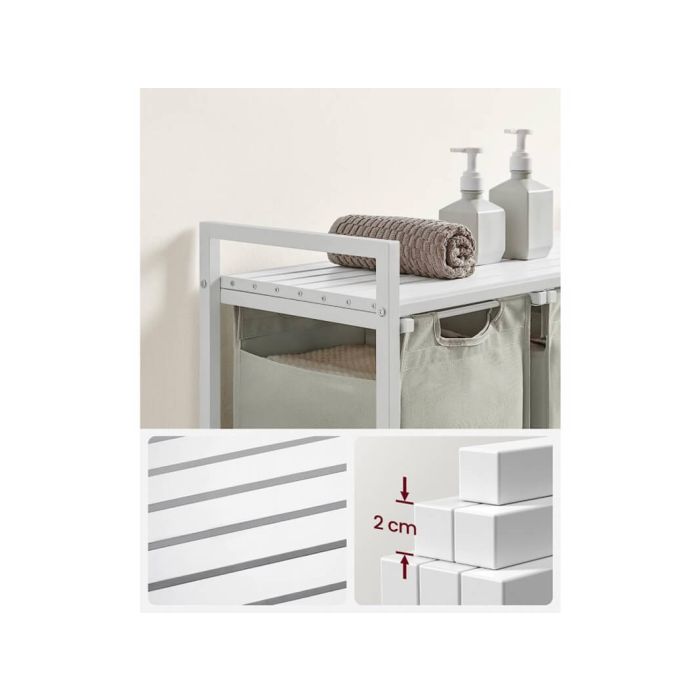 VASAGLE košara za perilo s 3 predelki, bela, BLH301W01-PRIROCEN.SI