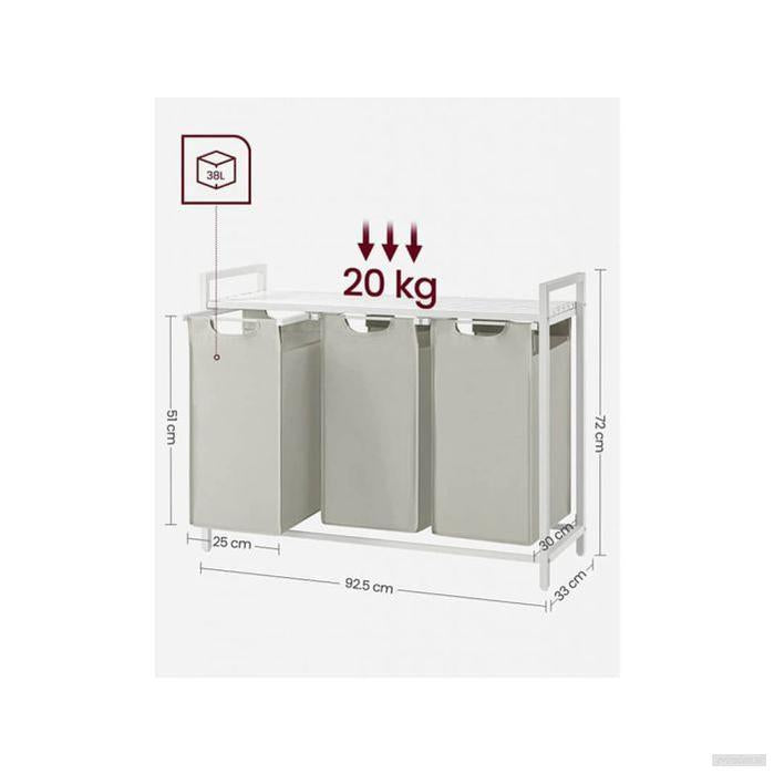 VASAGLE košara za perilo s 3 predelki, bela, BLH301W01-PRIROCEN.SI