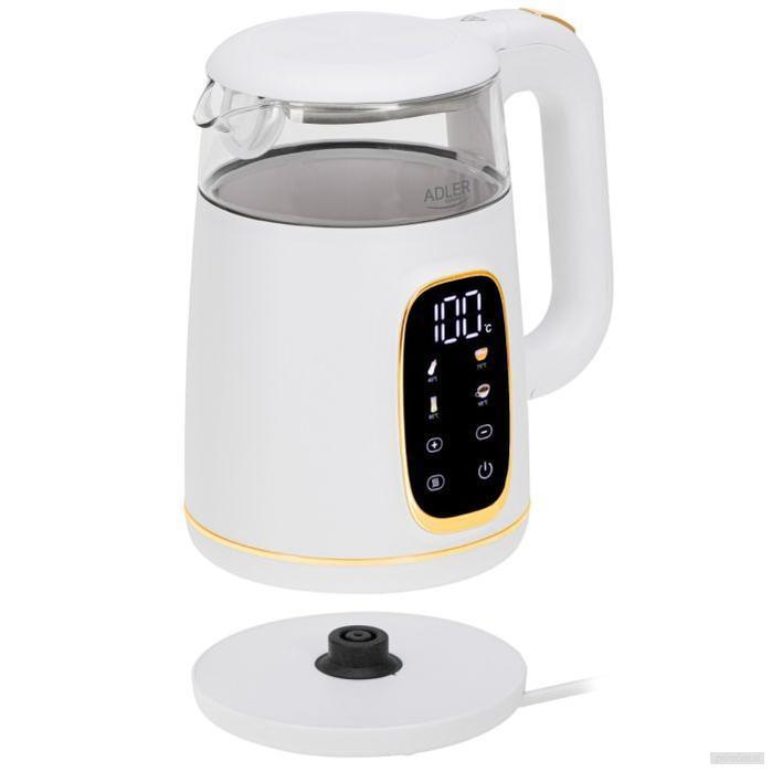Adler Električni grelnik vode iz stekla z LED zaslonom in nastavitvijo temperature, 1,7 l-PRIROCEN.SI