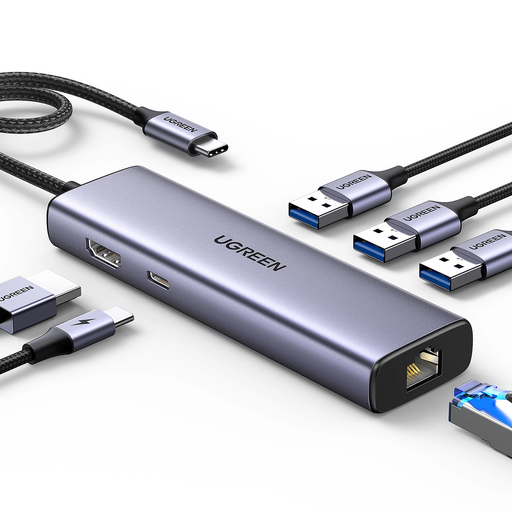 Ugreen 6-v-1 USB-C Hub (100 W PD, 4K@30Hz HDMI)-PRIROCEN.SI