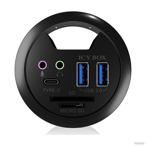 Icybox IB-HUB1404A 2x USB 3.0 hub, 1x USB-C, audio 3,5mm priključki in čitalnik kartic za vgradnjo v mizo-PRIROCEN.SI