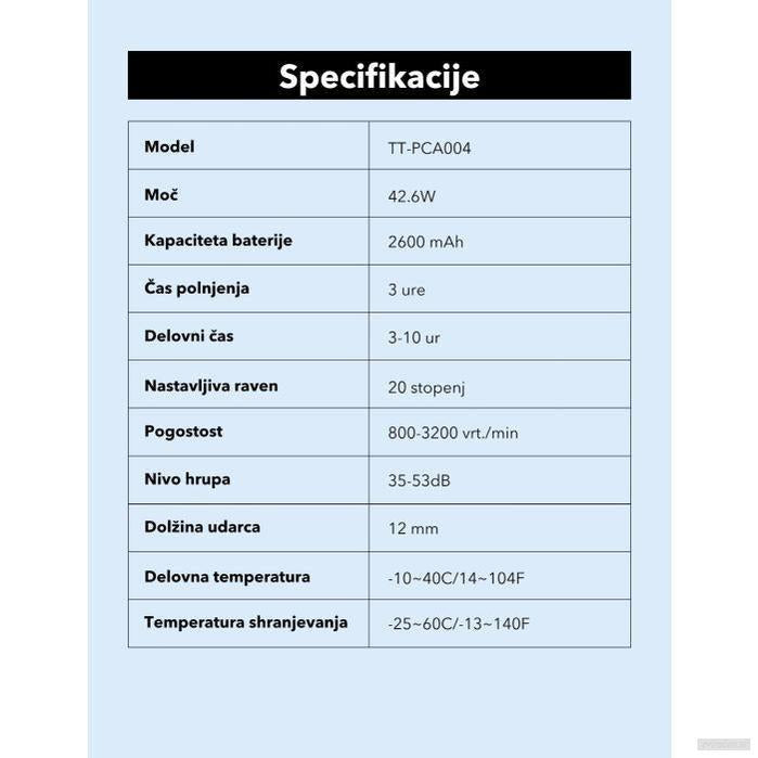 TaoTronics TT-PCA004 masažna pištola-PRIROCEN.SI