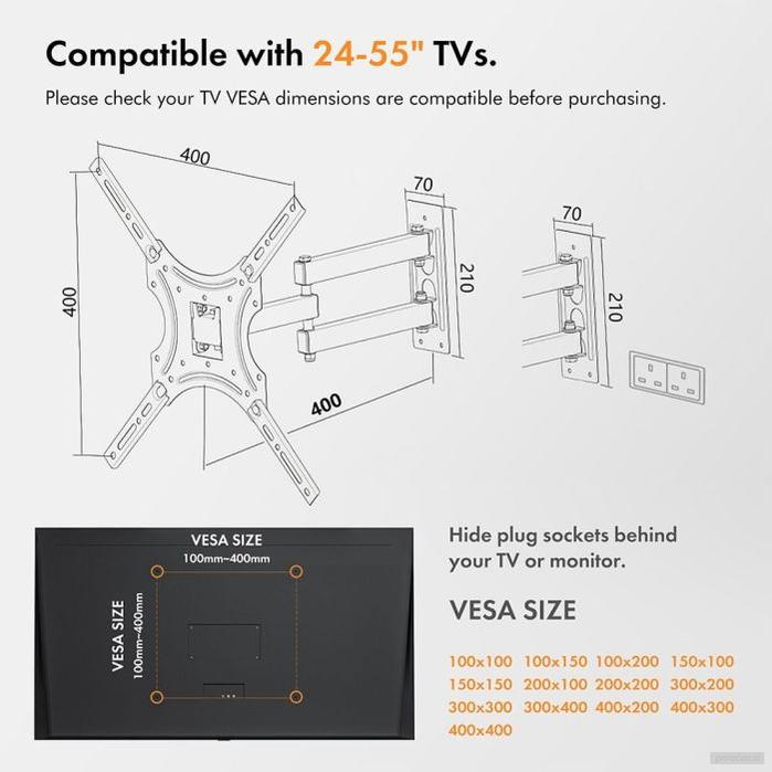Vonhaus 61-140cm nagibni TV stenski nosilec do 25kg-PRIROCEN.SI