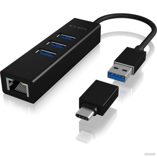 IcyBox IB-HUB1419-LAN USB-A/C mrežna kartica in 4-portni HUB-PRIROCEN.SI