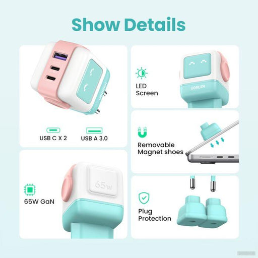 Ugreen Nexode Robot GaN 65W Polnilnik - Roza-PRIROCEN.SI