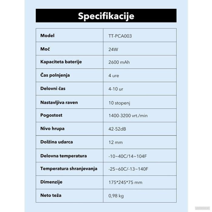 TaoTronics masažna pištola TT-PCA003-PRIROCEN.SI