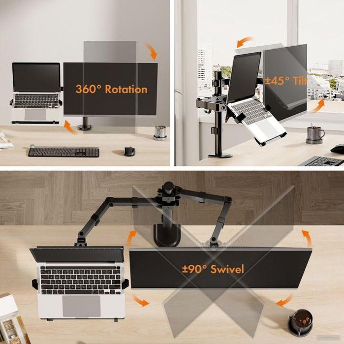 VonHaus dvojni namizni nosilec za monitor in prenosnik-PRIROCEN.SI