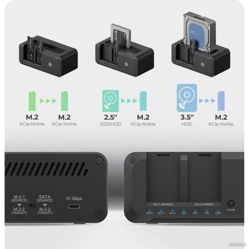 IcyBox IB-2924MSCL-C31 priklopna in klonirna postaja za M.2 NVMe SSD & 2,5/3,5 SATA SSD/HDD-PRIROCEN.SI