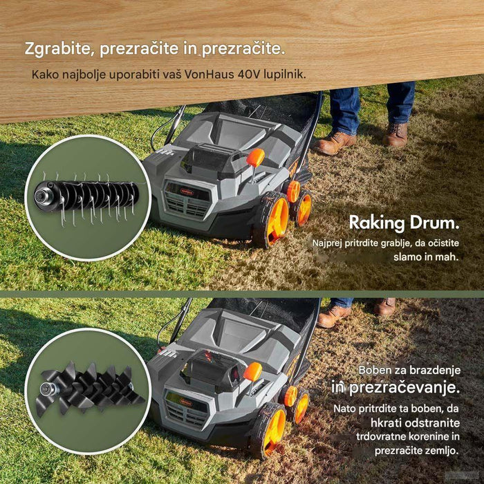 VonHaus 2-v-1 akumulatorski prezračevalnik in vertikulator 3519009-PRIROCEN.SI