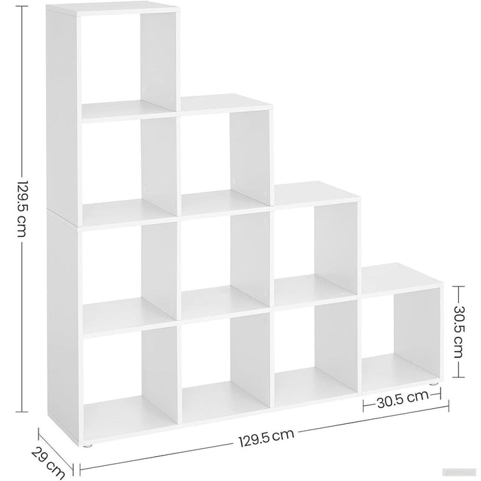 VASAGLE omara ali regal s 10 odprtimi predali, bela-PRIROCEN.SI