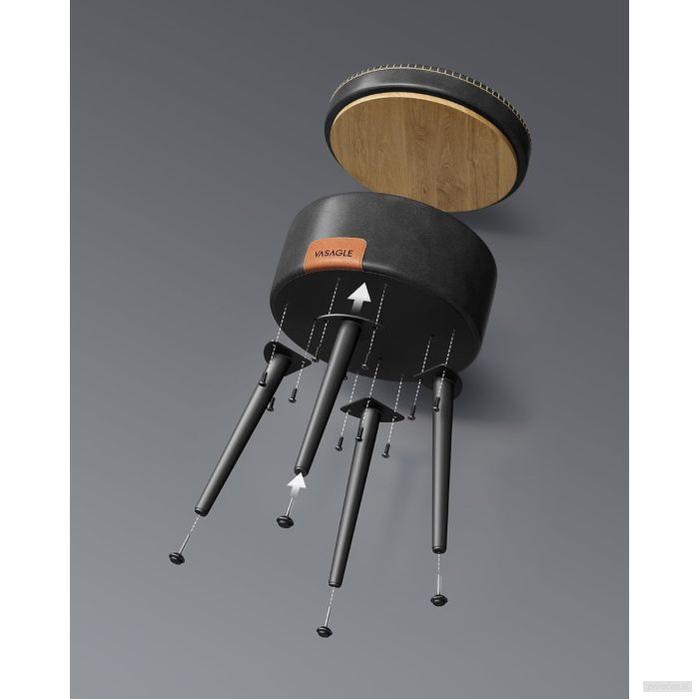 VASAGLE EKHO okrogli shranjevalni tabure z oblazinjenim sediščem-PRIROCEN.SI