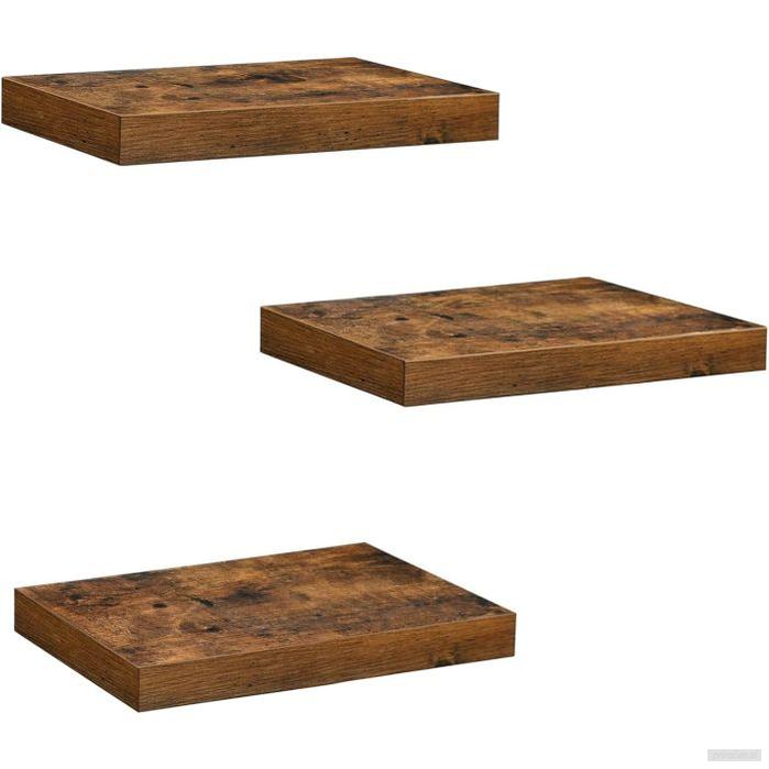 VASAGLE komplet 3 stenskih plavajočih polic, 40 × 20 × 3,8 cm, vintage rjave barve-PRIROCEN.SI