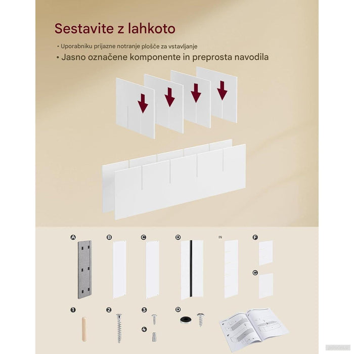 VASAGLE klop za čevlje z mehko blazino 30 x 105 x 48 cm, bela-PRIROCEN.SI