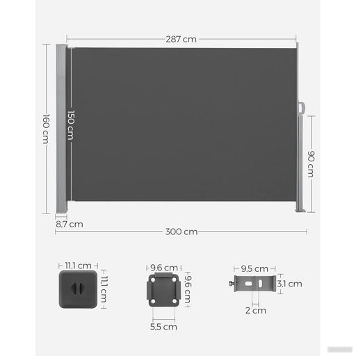 SONGMICS Stranski senčnik 160 x 300 cm antracit GSA160TG-PRIROCEN.SI