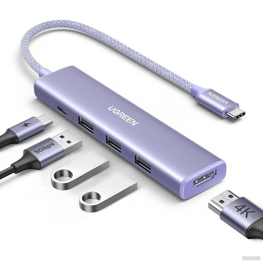 Ugreen Revodok USB-C Hub 5-v-1, 100W PD, vijola-PRIROCEN.SI