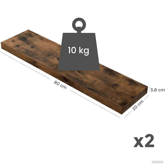 VASAGLE Industrijsko oblikovane police 2x, rustikalno rjava 20x80x3,8cm-PRIROCEN.SI