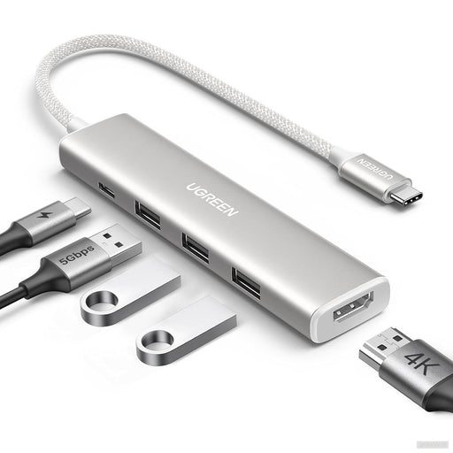 Ugreen Revodok USB-C Hub 5-v-1, 100W PD, bel-PRIROCEN.SI