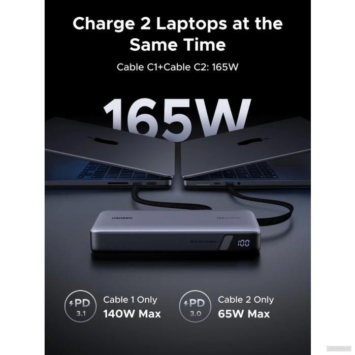 Ugreen 165W 25000mAh prenosna baterija z vgrajenim kablom-PRIROCEN.SI