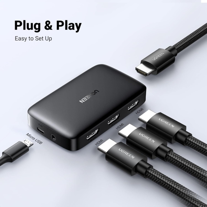 Ugreen HDMI 3x1 HDMI stikalo 4K@30Hz-PRIROCEN.SI