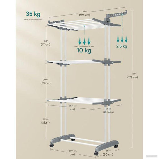 SONGMICS – Zložljiv in premičen večnivojski sušilnik za perilo (velikost 4-stopnje)-PRIROCEN.SI