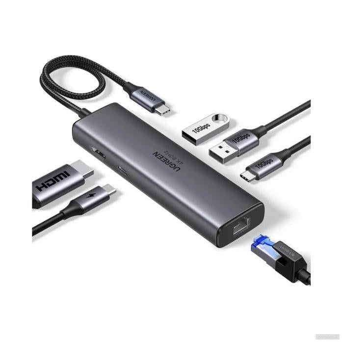 Ugreen 6-v-1 USB-C Hub (100 W PD vhod, 4K@30Hz HDMI)-PRIROCEN.SI