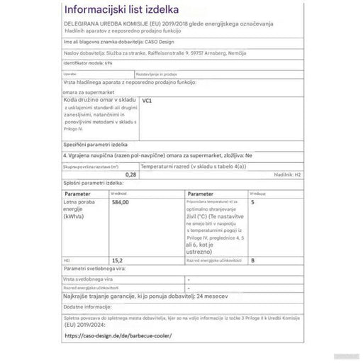 CASO BBQ hladilnik M 125 L desni tečaj-PRIROCEN.SI