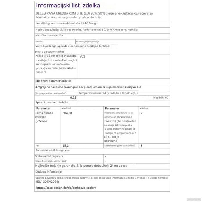CASO BBQ hladilnik M 125 L desni tečaj-PRIROCEN.SI