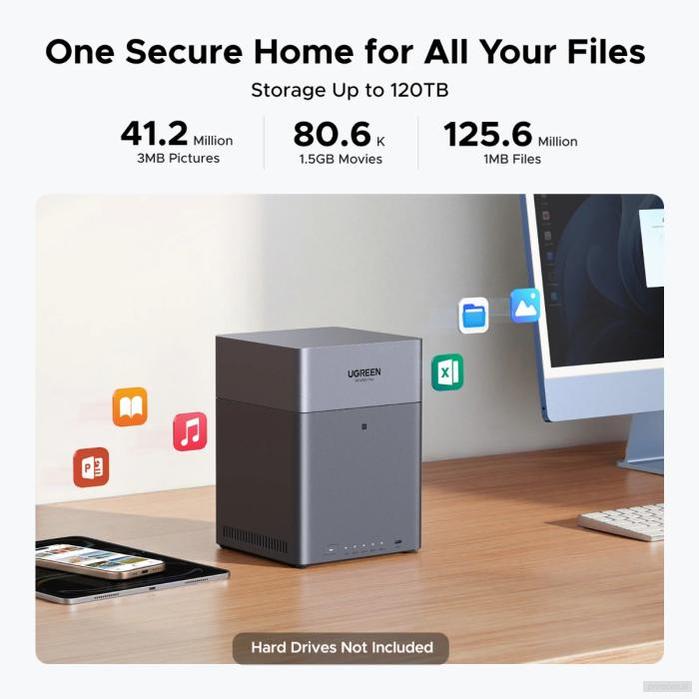 Ugreen NASync DH4300 Plus za 4 diske, ARM 8-jedrni, 8GB DDR4, 2.5Gbe mreža-PRIROCEN.SI
