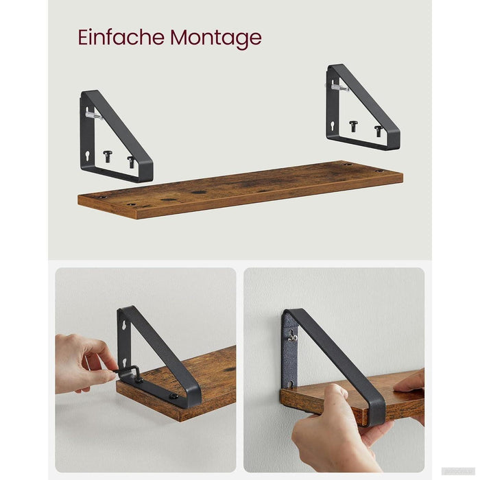 VASAGLE Industrijsko oblikovane plavajoče police 3x, rustikalno rjava-PRIROCEN.SI