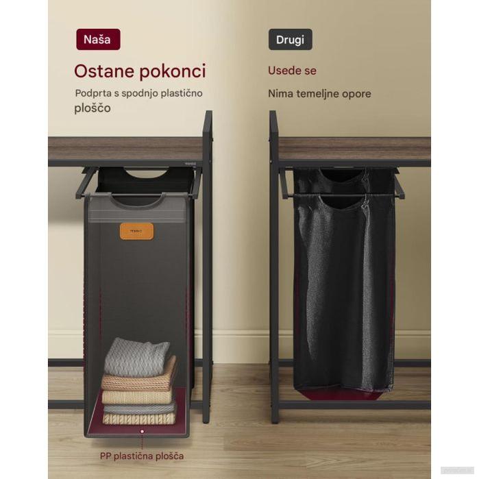 VASAGLE košara za perilo črna 4/1 150L-PRIROCEN.SI