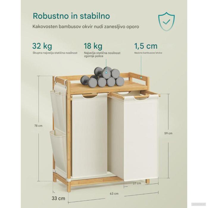 SONGMICS košara za perilo črna 2/1 100L-PRIROCEN.SI