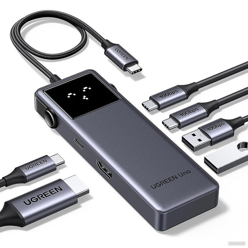 Ugreen Uno 6v1 USB-C hub z 10Gbps USB-C in USB-A ter 4K@60Hz HDMI izhodi-PRIROCEN.SI