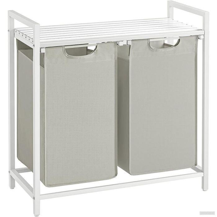 VASAGLE košara za perilo s 2 predelki, bela, BLH201W01-PRIROCEN.SI