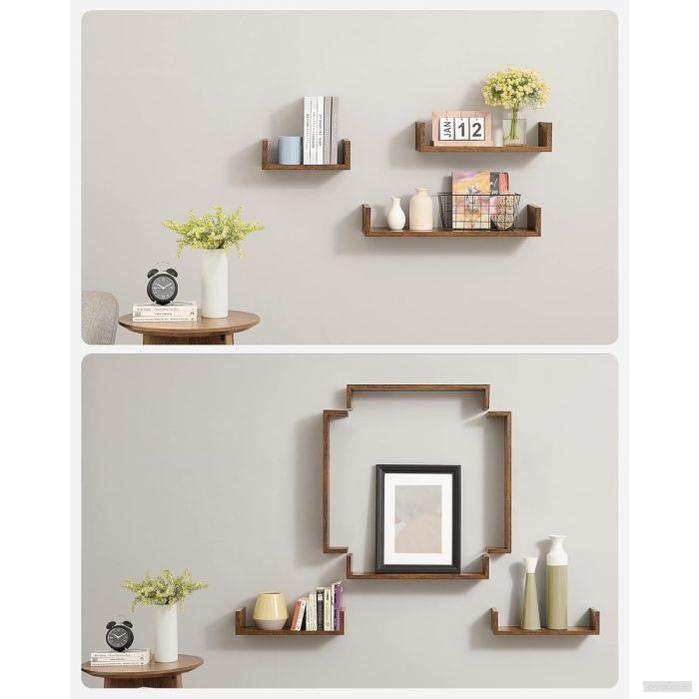 SONGMICS komplet 3 plavajočih stenskih polic-PRIROCEN.SI