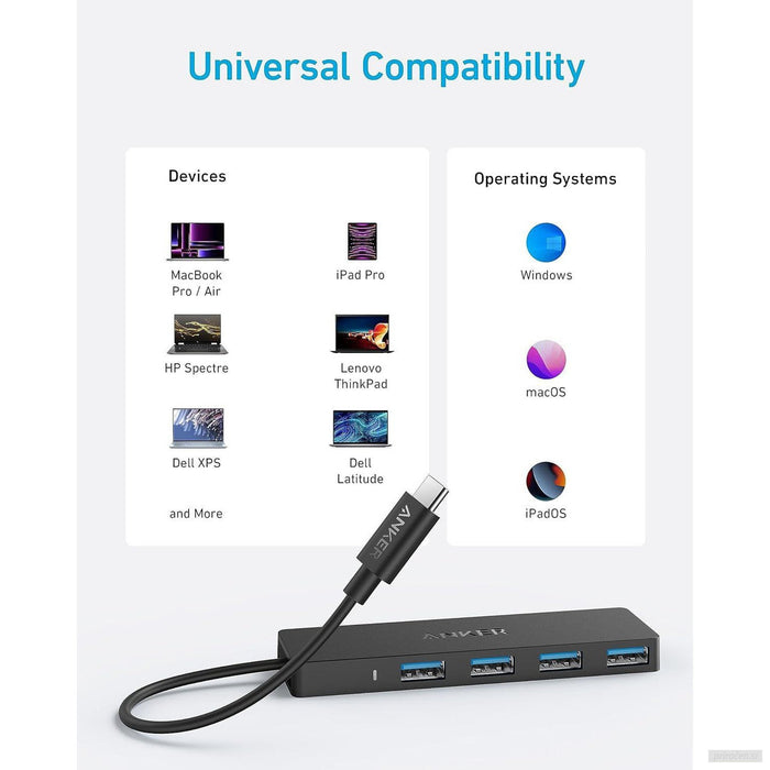 Anker Ultra Slim 4-port USB-C hub črn-PRIROCEN.SI