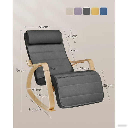 SONGMICS gugalni stol iz brezovega lesa temno siva natur-PRIROCEN.SI