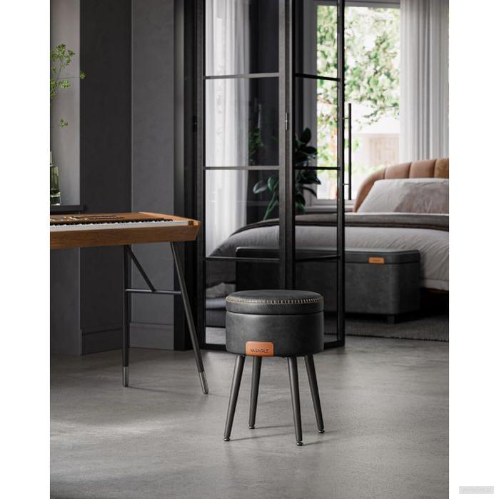 VASAGLE EKHO okrogli shranjevalni tabure z oblazinjenim sediščem-PRIROCEN.SI