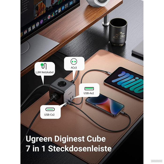 Ugreen DigiNest Cube 65W USB-C / AC 7v1 vtičnica - POŠKODOVANA EMBALAŽA!!!-PRIROCEN.SI