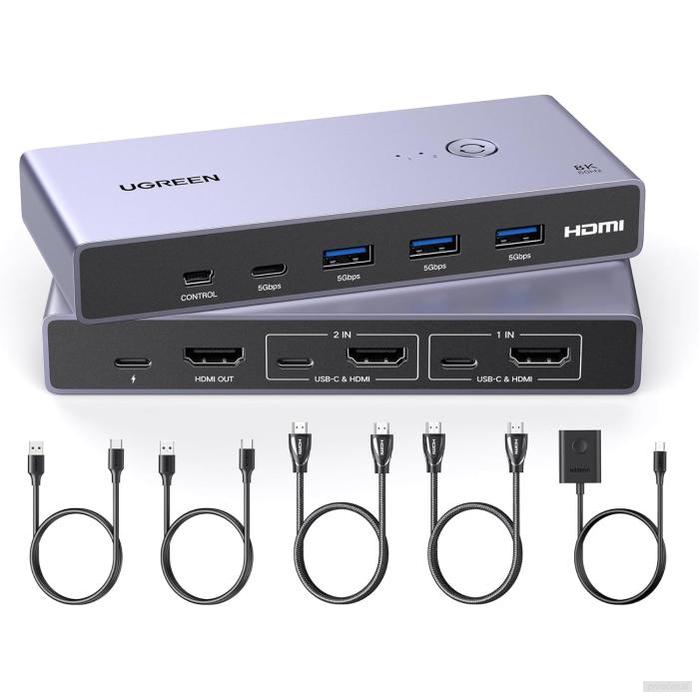 Ugreen USB 3.0 KVM stikalo za upravljanje 2 računalnikov-PRIROCEN.SI