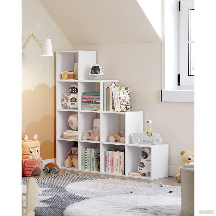 VASAGLE omara ali regal s 10 odprtimi predali, bela-PRIROCEN.SI