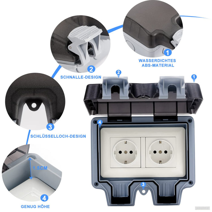 Zunanja stenska vtičnica 2x220V IP66-PRIROCEN.SI