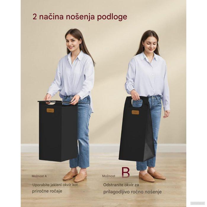 VASAGLE košara za perilo črna 4/1 150L-PRIROCEN.SI