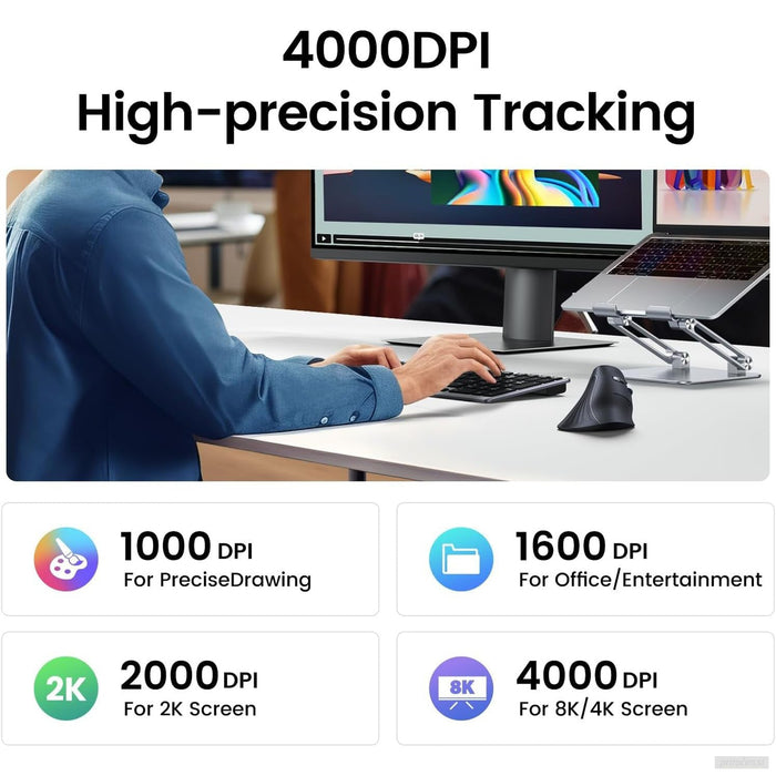 Ugreen brezžična ergonomska vertikalna miška z Bluetooth in Wi-Fi povezavo-PRIROCEN.SI