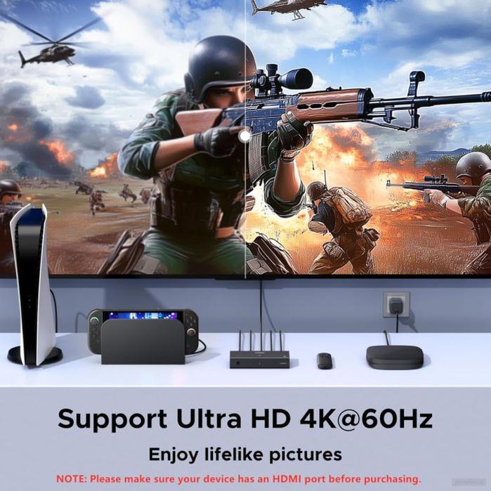 Ugreen HDMI stikalo 4K@60Hz, razdelilnik 3 v 1 s HDR+ podporo-PRIROCEN.SI