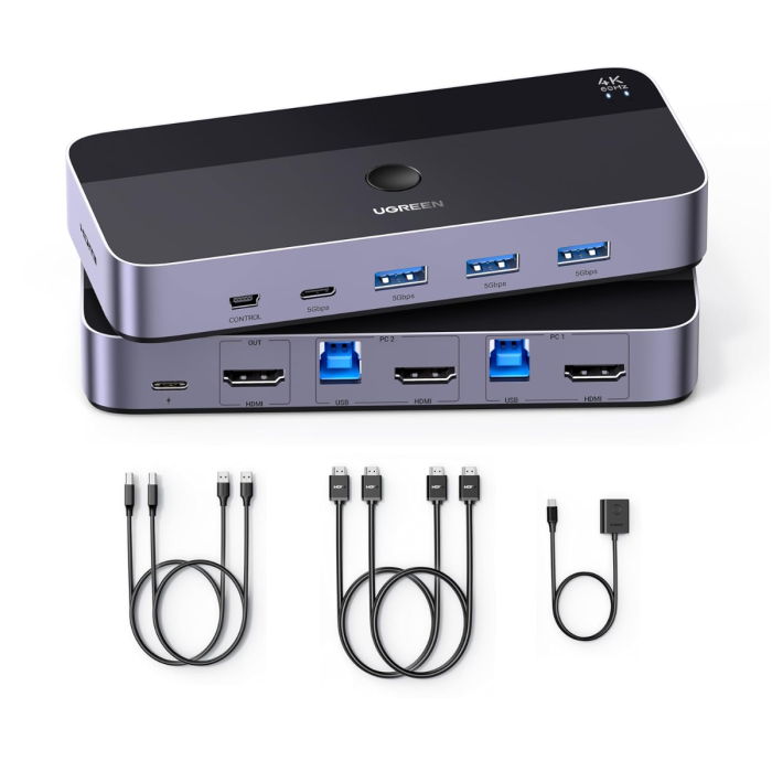 Ugreen USB 3.0 KVM stikalo za 1 monitor in 2 računalnika-0